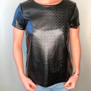 Faux Black Leather Top